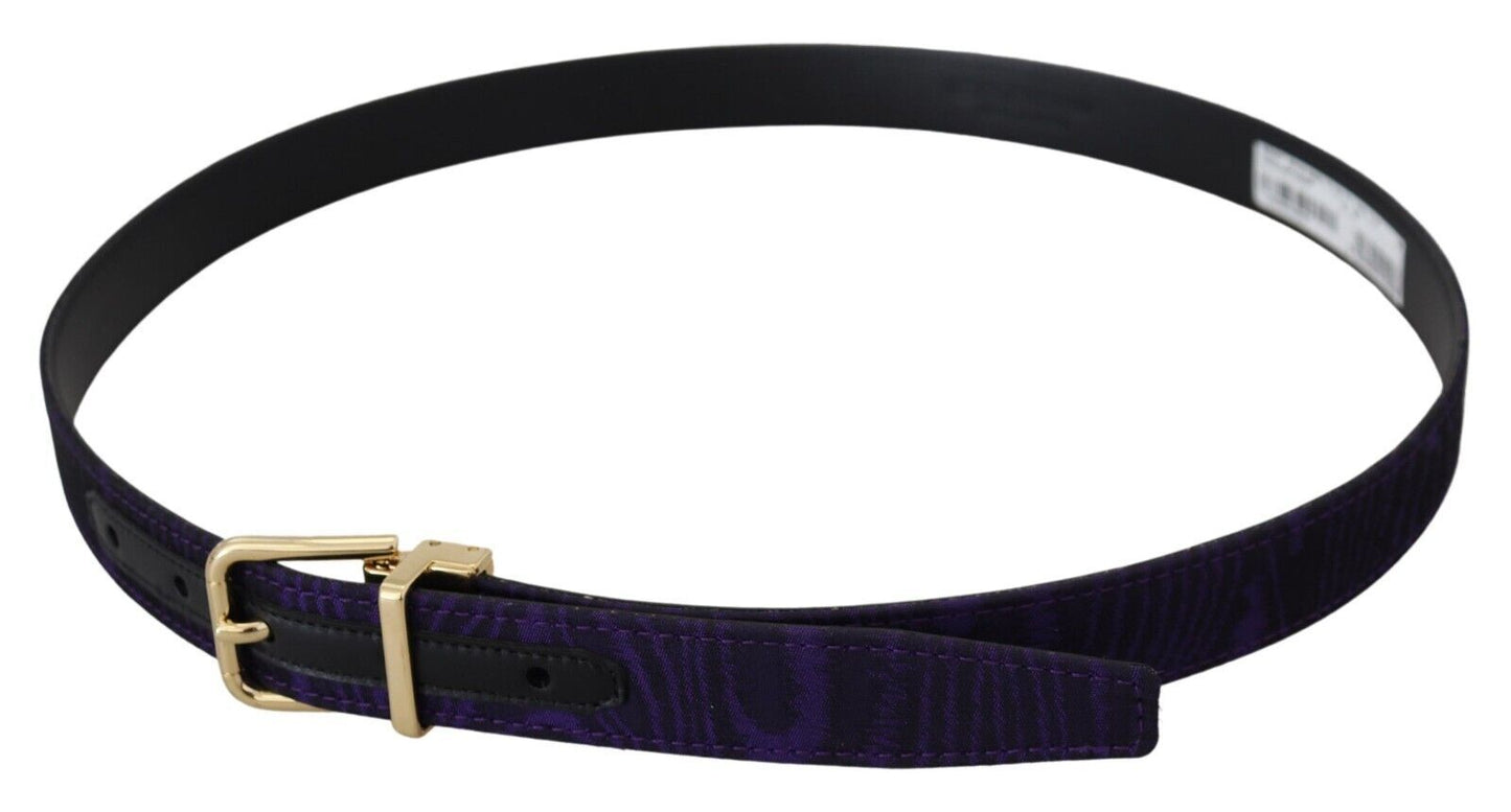 Elegant Purple Jacquard Leather Belt