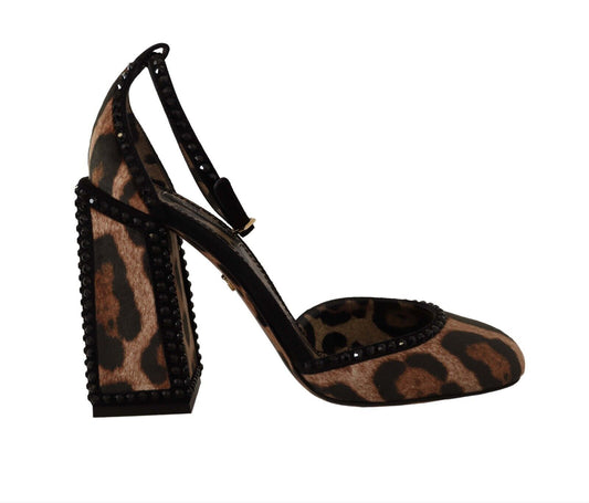 Chic Brown Leopard Ankle Strap Heels