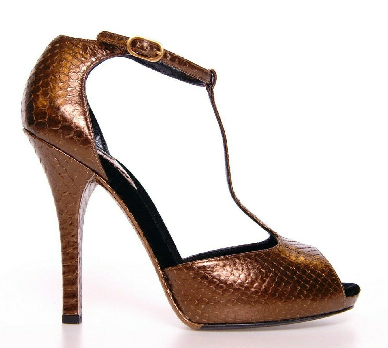 Elegant Bronze Ankle Strap Heels