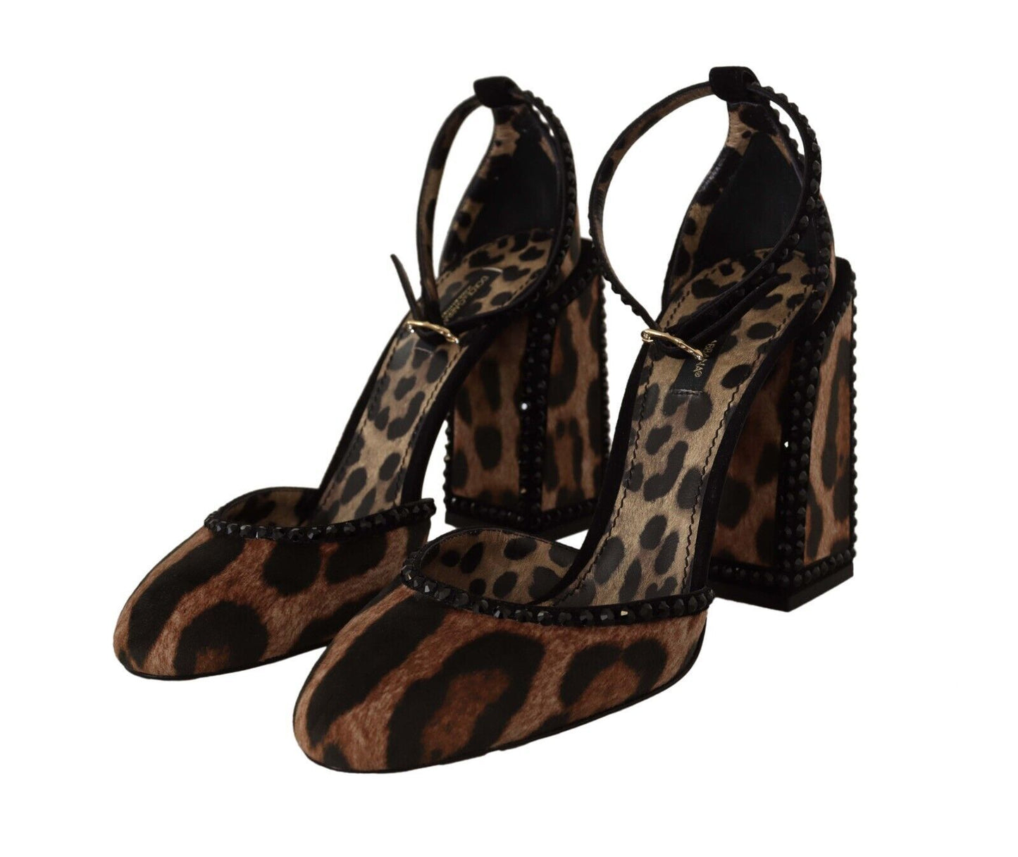 Chic Brown Leopard Ankle Strap Heels