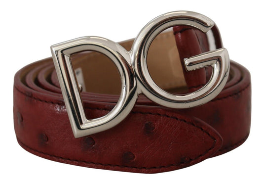 Bordeaux Leather Silver Logo Metal Buckle