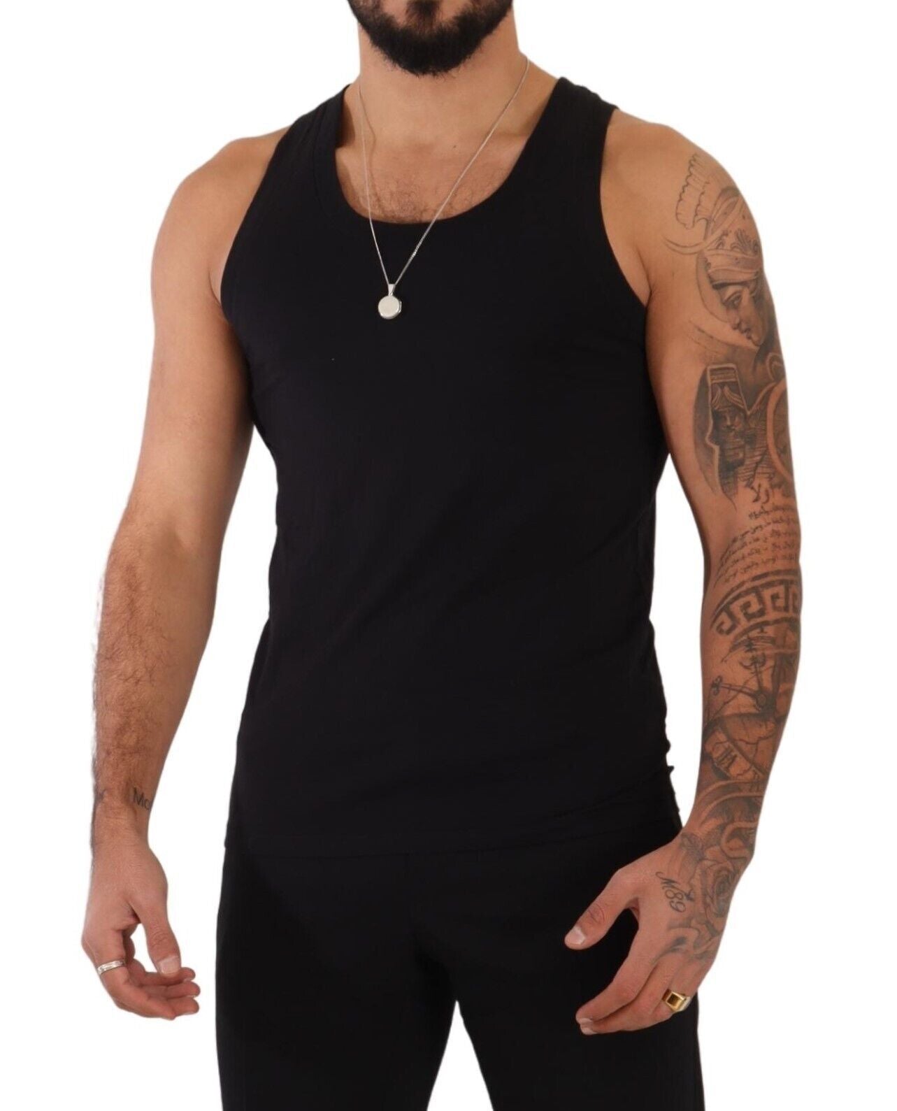 Elegant Black Cotton Tank Top