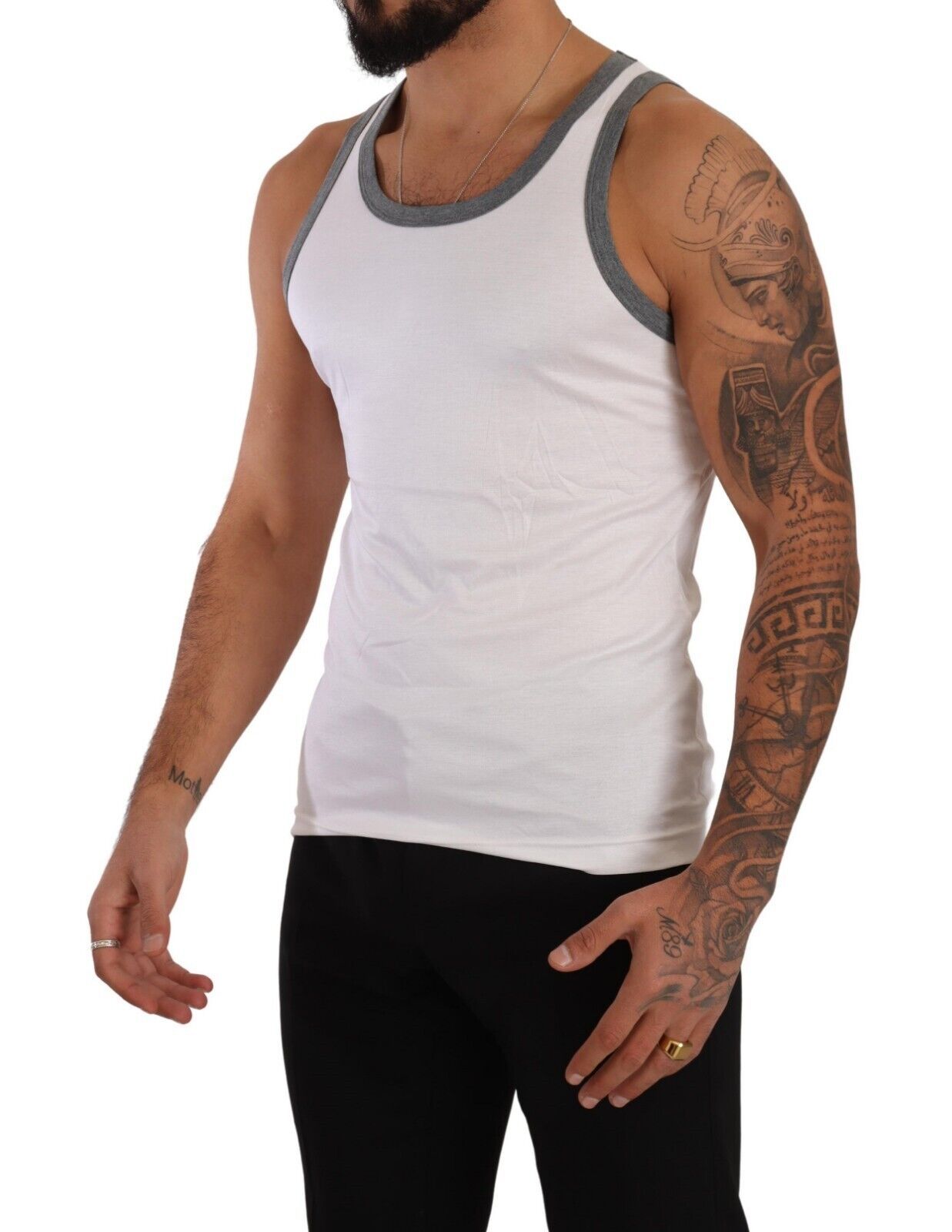 Elegant White Silk-Blend Tank Top T-Shirt