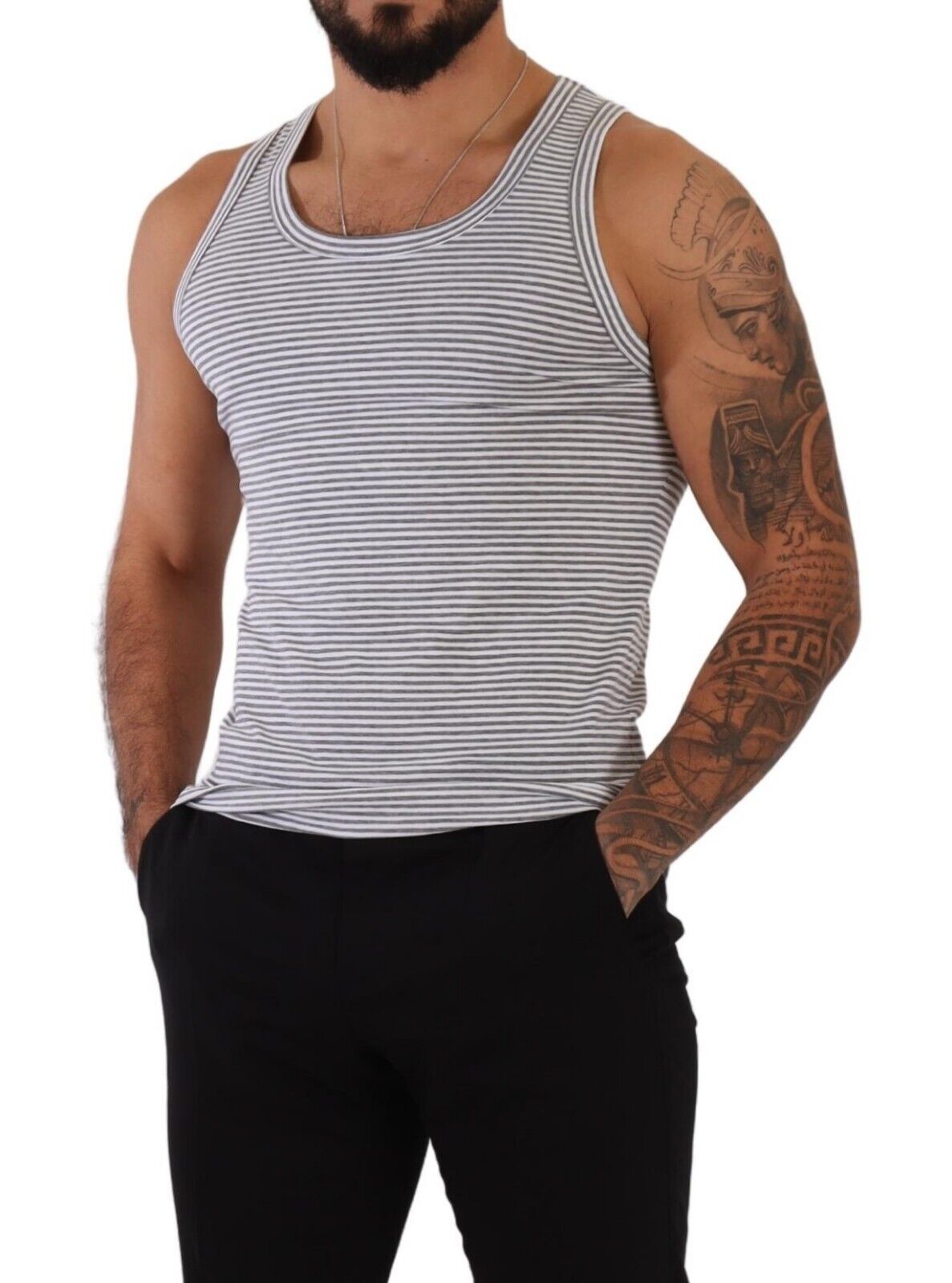 Elegant Grey Cotton Blend Tank Top