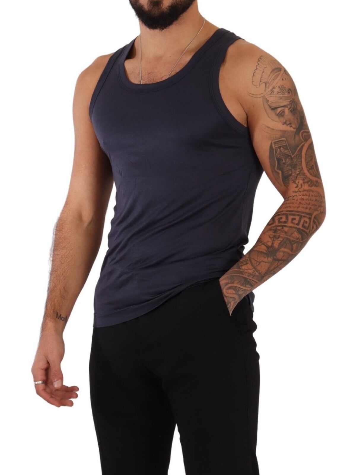 Navy Blue Modal Silk Tank Top Tee