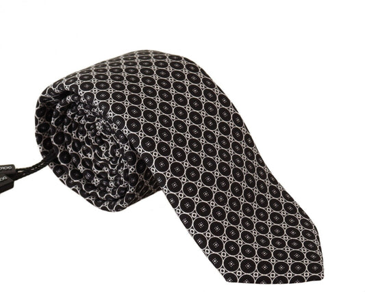 Elegant Patterned Black Silk Tie