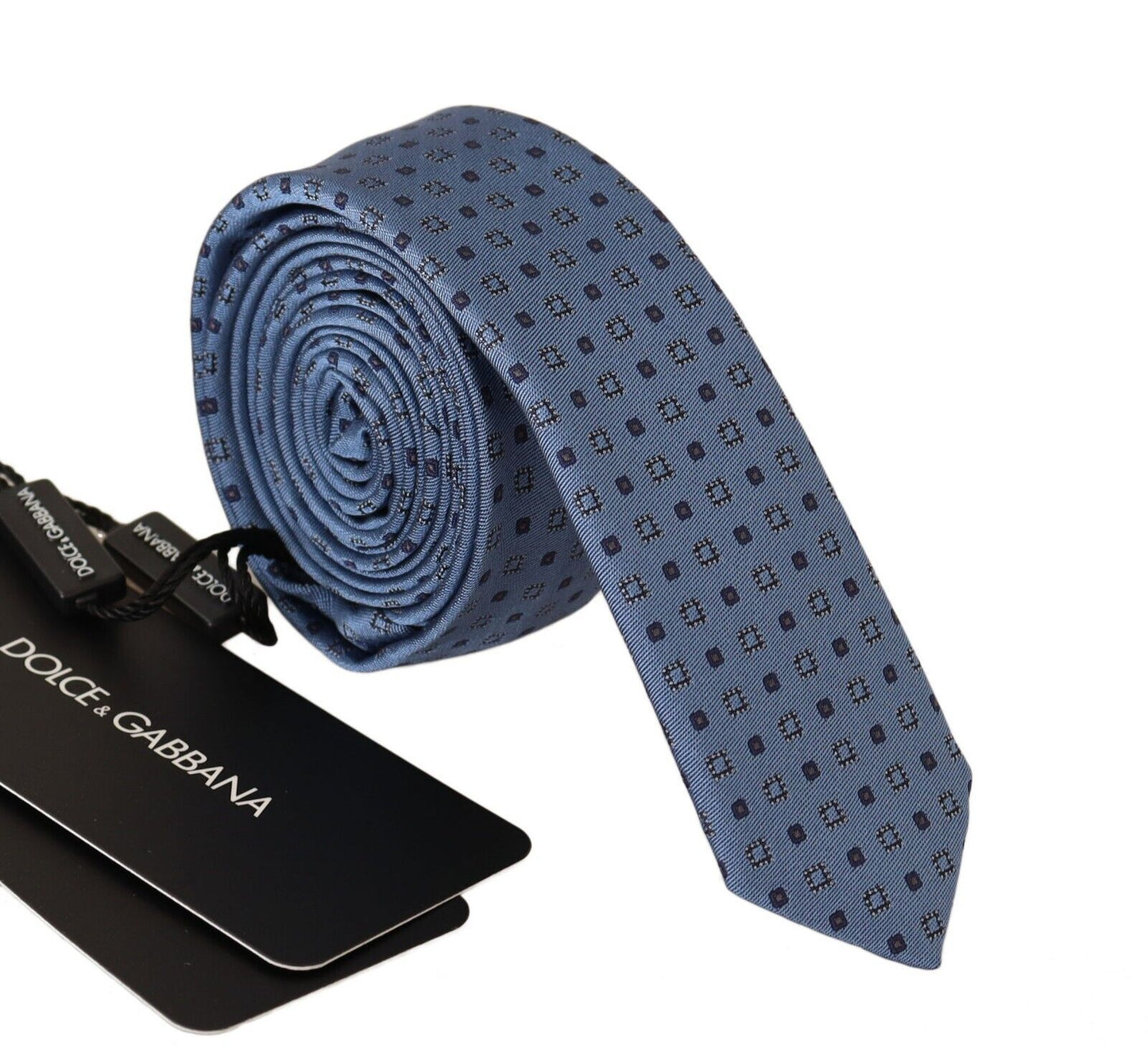 Elegant Silk Patterned Blue Tie