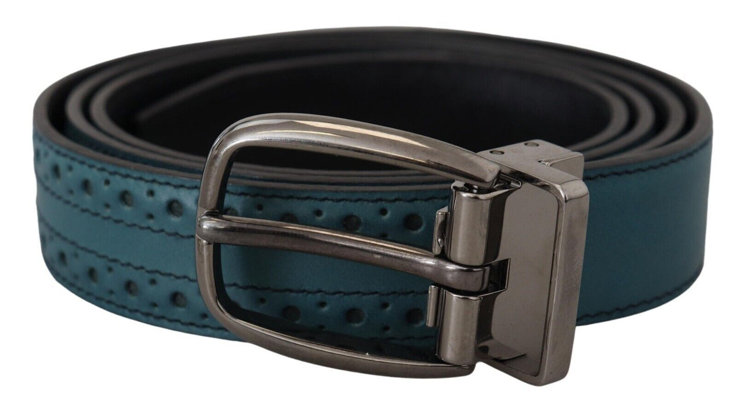 Elegant Italian Leather Belt with Metal Buckle