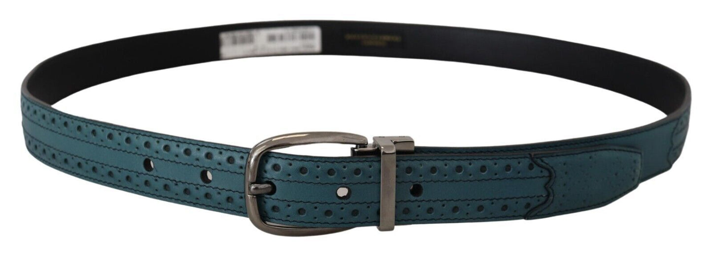 Elegant Italian Leather Belt with Metal Buckle