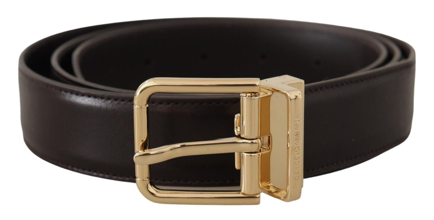 Elegant Dark Brown Leather Belt