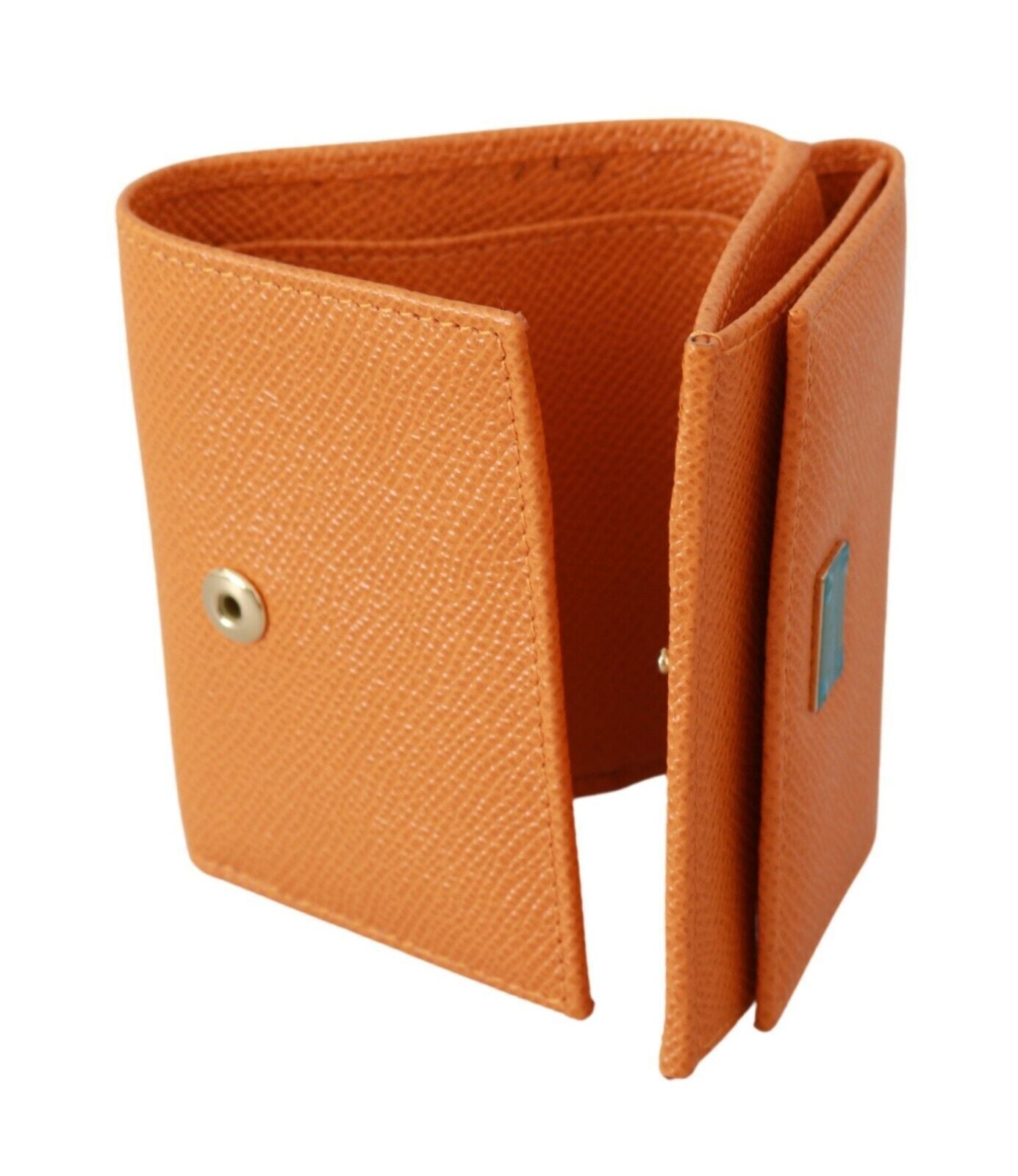 Chic Orange Leather Trifold Wallet