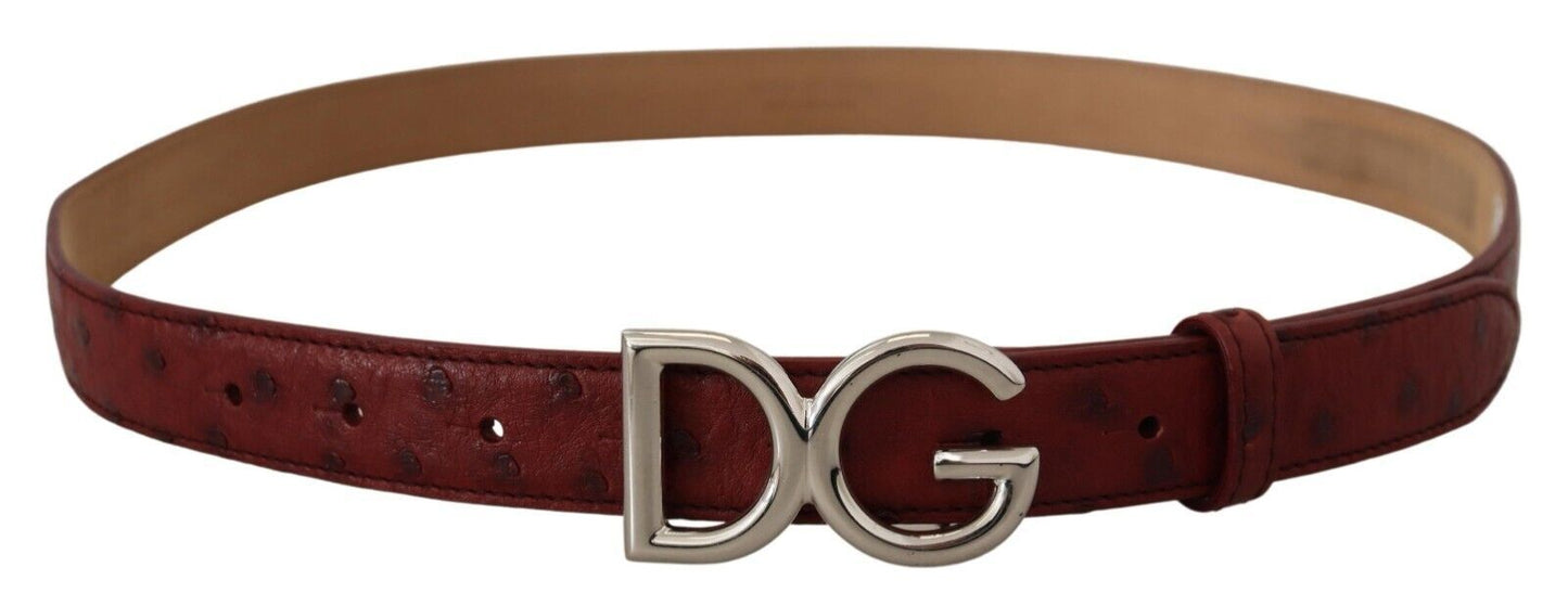 Bordeaux Leather Silver Logo Metal Buckle