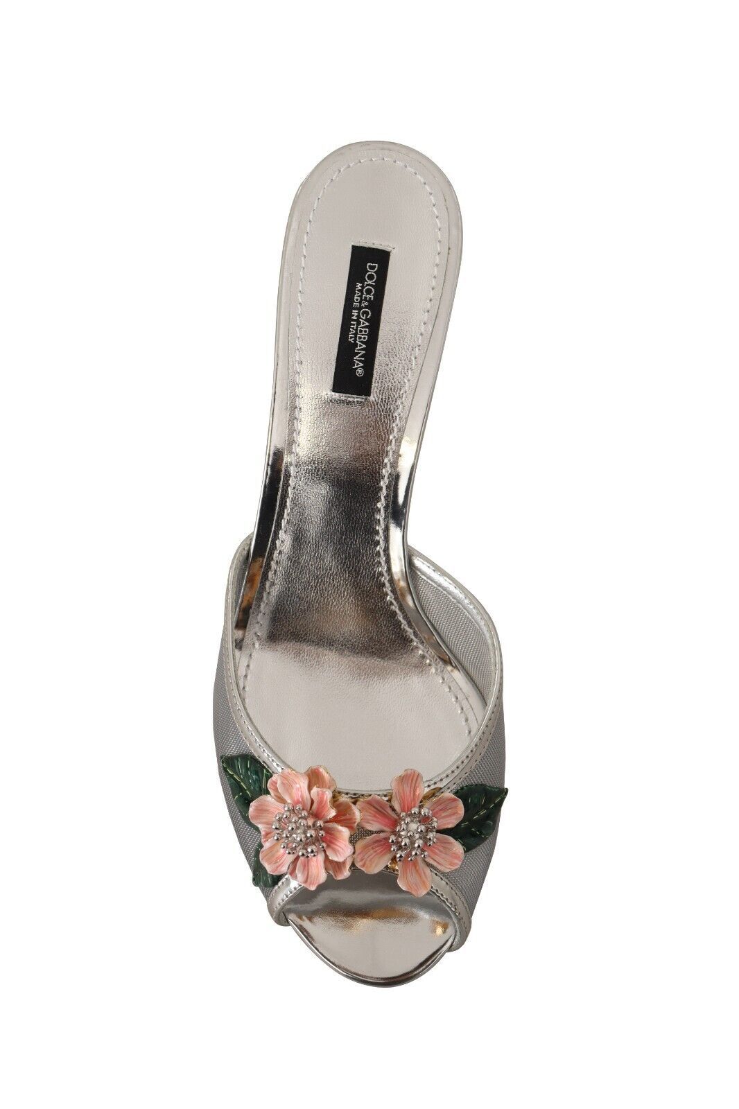 Elegant Silver Floral Kitten Heel Sandals