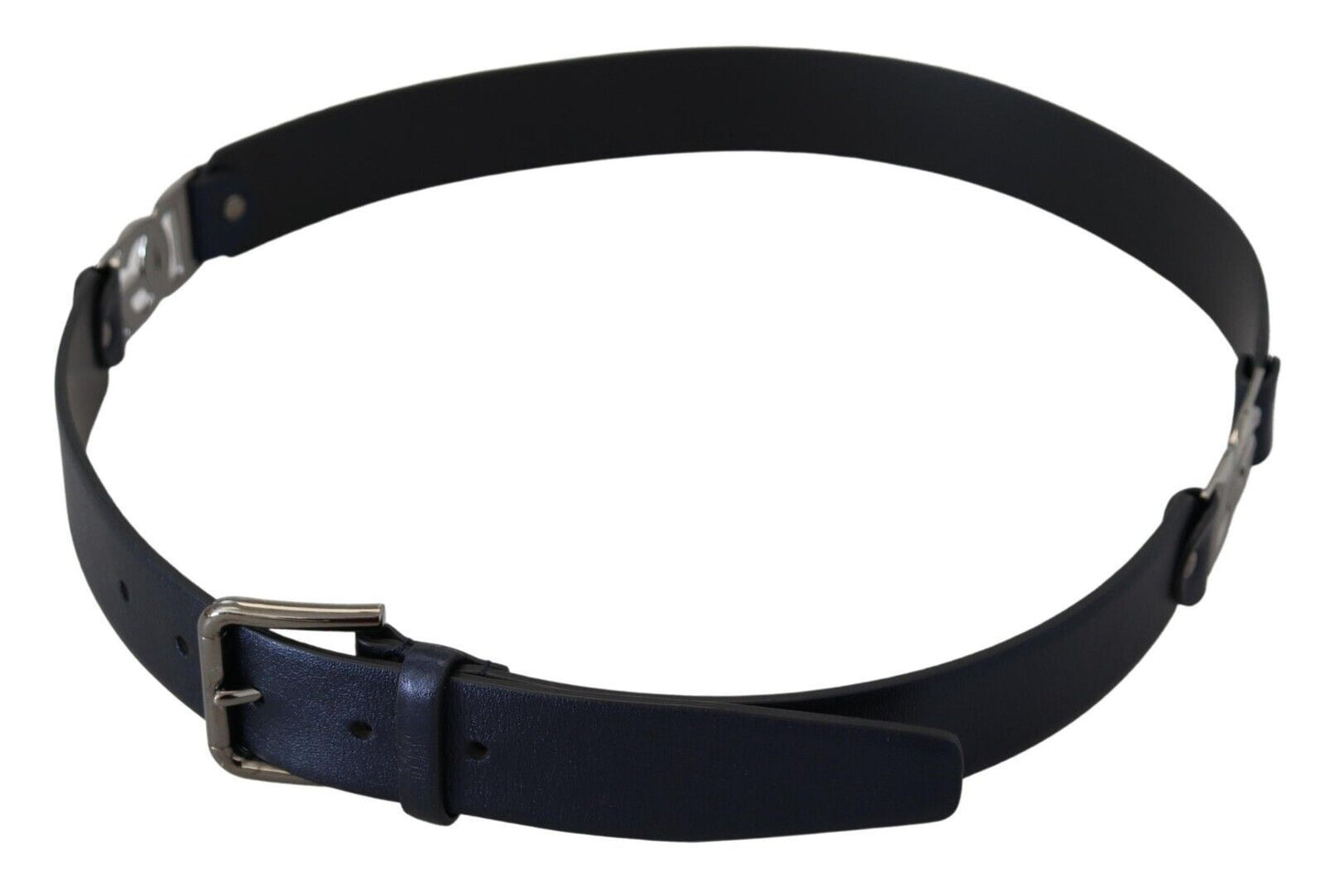 Metallic Blue Italian Leather Belt