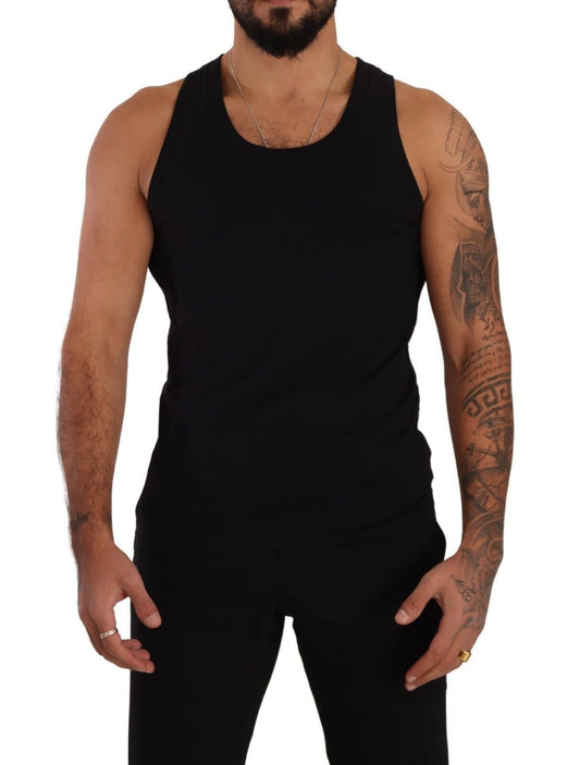 Elegant Black Cotton Tank Top