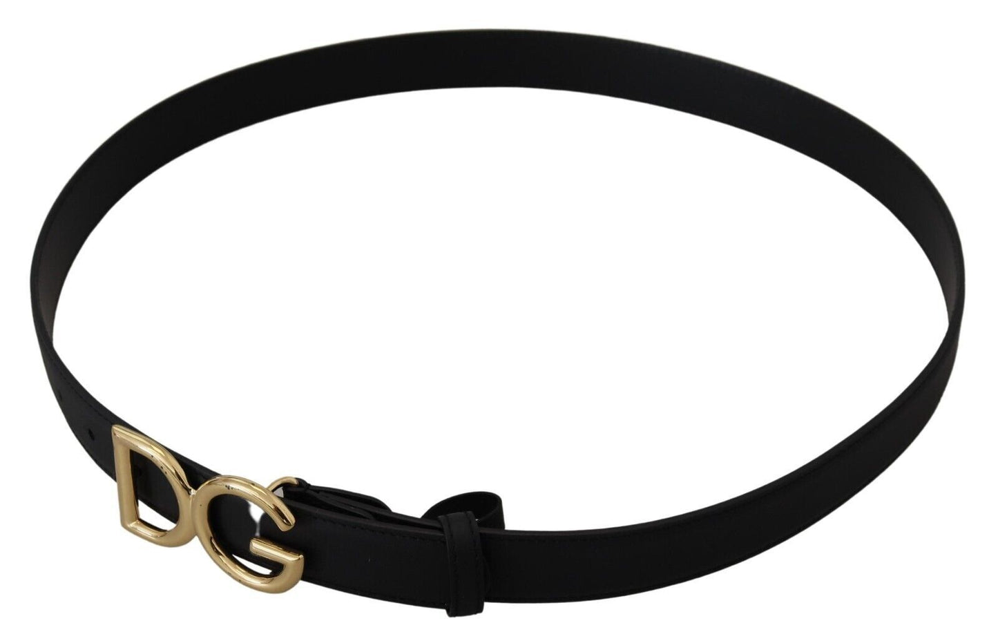 Elegant Black Leather Belt with Logo Buckle