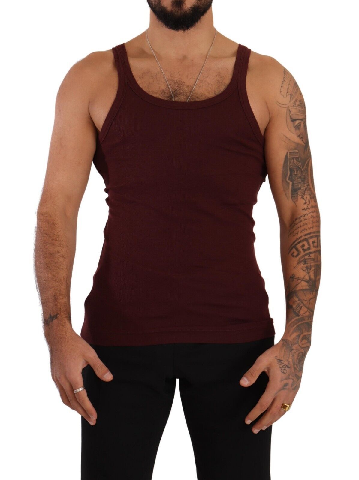 Maroon Cotton Blend Tank Top