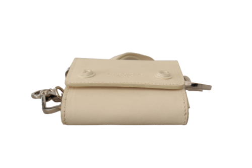 Elegant White Leather Coin Purse with Chain Strap