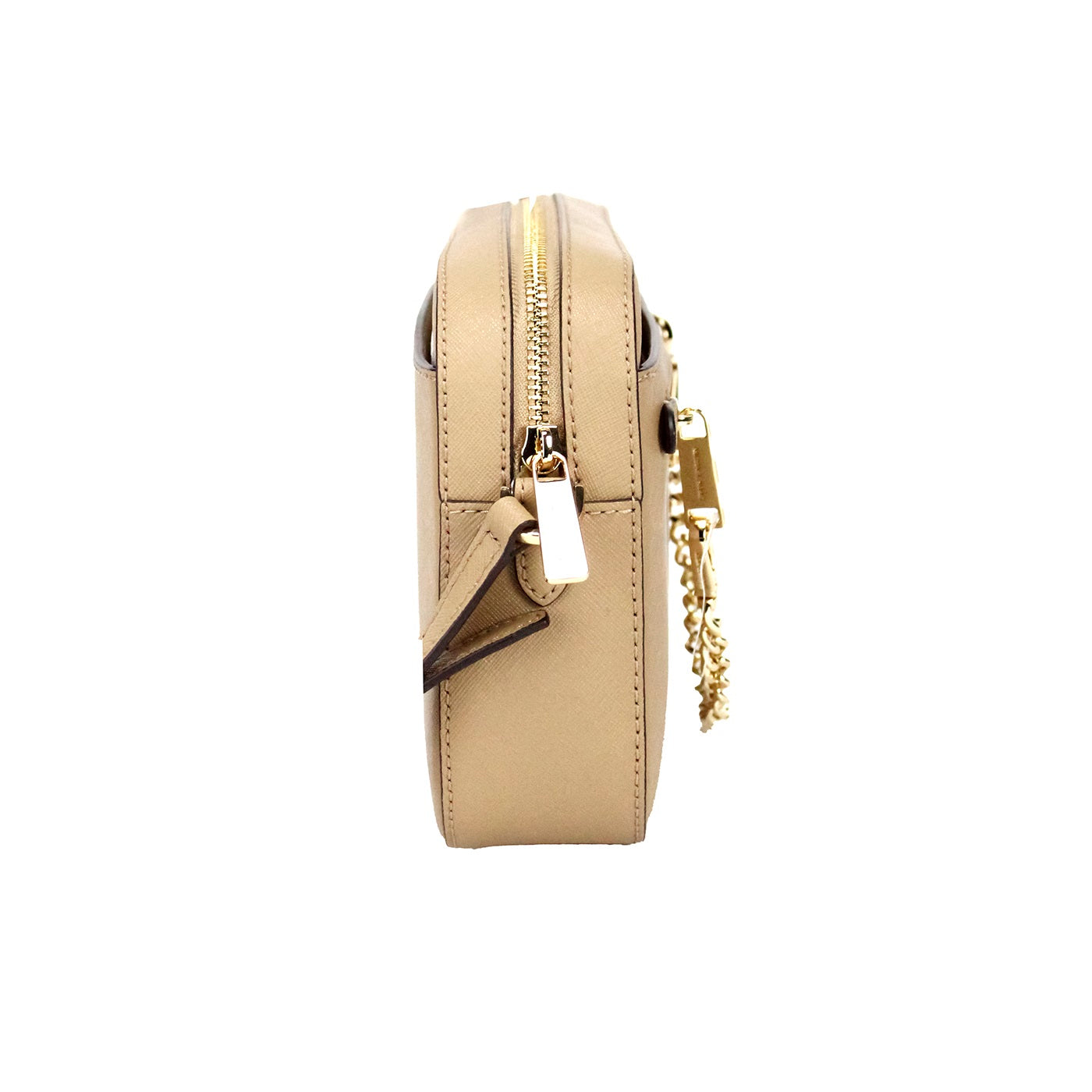 Jet Set East West Large Camel Leather Zip Chain Crossbody Bag