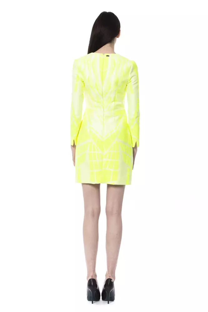 Chic Open V-Neck Print Dress with Long Sleeves