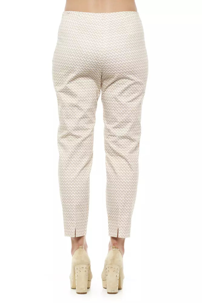 Elegant High-Waist Geometric Piquet Pants
