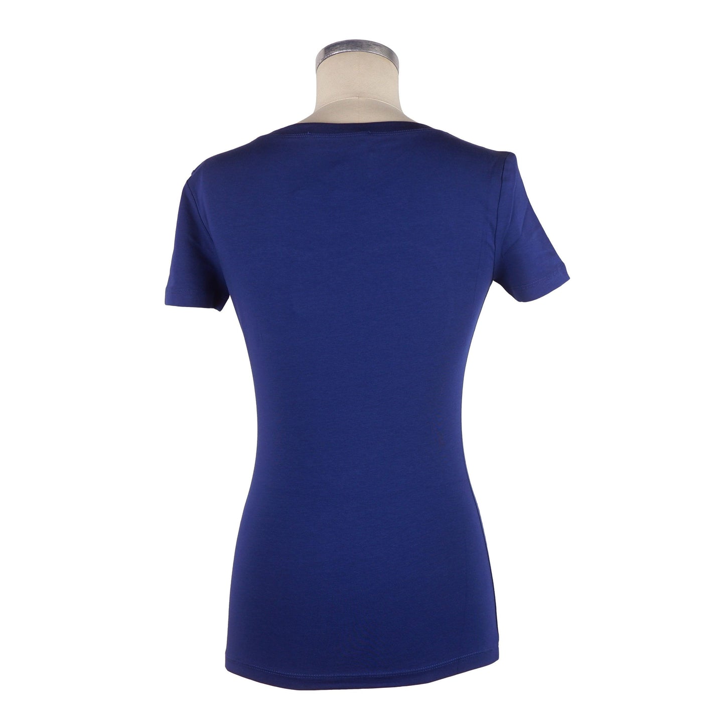 Chic Blue Designer Tee with Brand Emblem