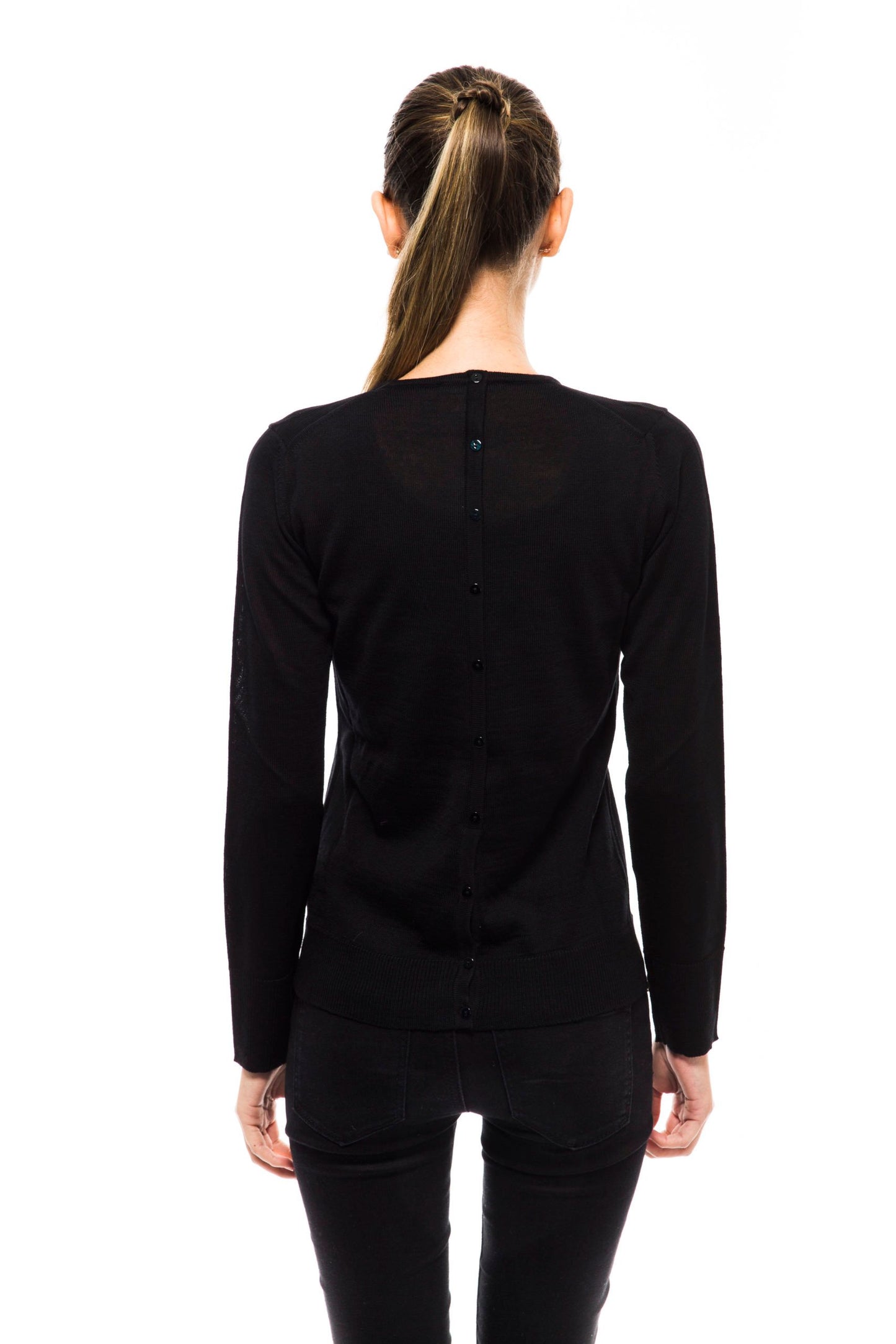 Chic Black Short Cardigan with Logo Detail