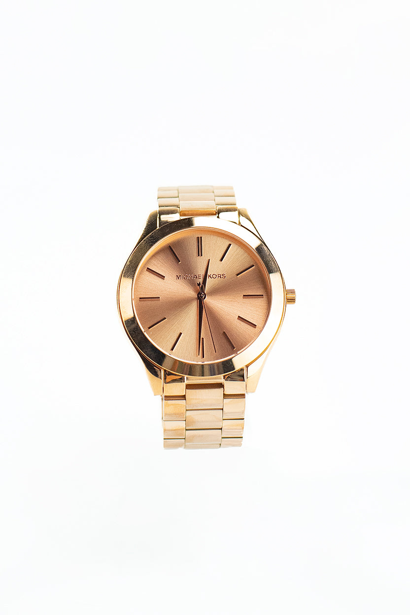 MK3197 Slim Runway Mono Rose Gold-Toned Stainless Steel Watch